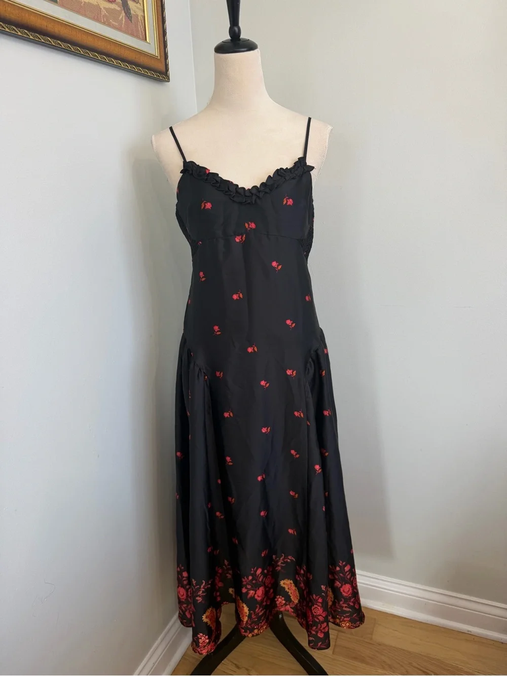 NWT Free People On My Own Floral Satin Dress Nightgown